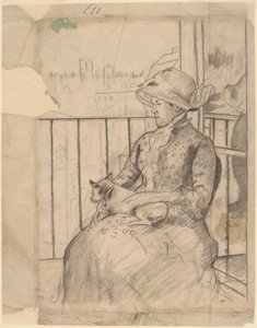 Susan sur un balcon tenant un chien [recto]