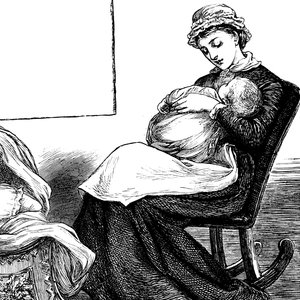 Une mère câlinant son enfant, assise sur une chaise berçante - Mary Ellen Edwards