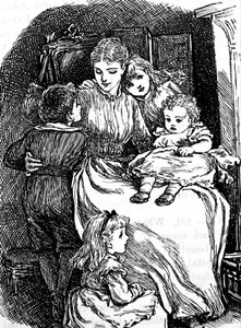 Une mère câlinant ses enfants - Mary Ellen Edwards