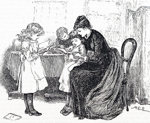 Enfants écoutant leur mère lire - Mary Ellen Edwards