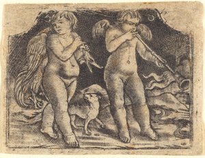 Cupidon portant une volaille accompagné d