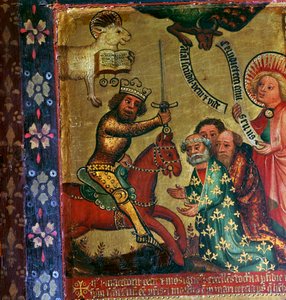 Peinture montrant le martyre de Saint Pierre et Saint Paul, 14e siècle