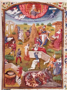 Vision de Boccace: scène de torture, pendaison, massacre