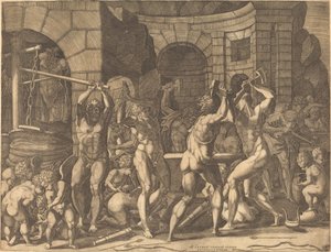 Vulcain et les Cyclopes forgeant des flèches