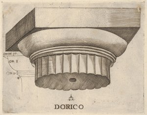 Chapiteau dorique avec mesures, vers 1537