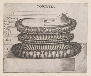Speculum Romanae Magnificentiae : base corinthienne, vers 1537 - Master GA