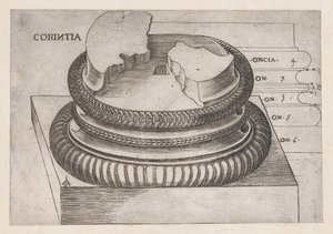 Speculum Romanae Magnificentiae : base corinthienne du Temple de Mars Ultor, Rome, vers 1537 - Master GA