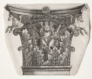 Base et chapiteau avec figure de la Renommée et chevaux ailés chapiteau, vers 1525-1550