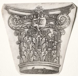 Base et Chapiteau avec Putti, vers 1525-1550 - Master G. A. with the man