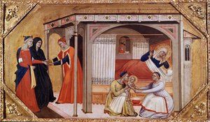 La naissance de la Vierge Marie, vers 1365-1370 - Master of Ashmolean Predella