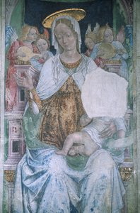 Italie, Piémont, Serralunga di Crea, Sacro Monte di Crea, Basilique de Santa Maria Assunta, chapelle, fresque - Master of Crea