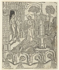 Dieu montre le Paradis à Adam et Ève - Master of Delft (attributed to)