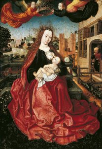 Madonna et Enfant couronnés par deux anges, années 1490 - Master of Frankfurt