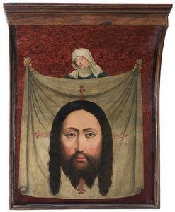 Du retable de Lünen, (détail) : Le voile de sainte Véronique. Vers 1470/90