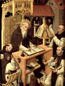 Saint Jérôme dans le scriptorium, vers 1485 - Master of Monasterio de Santa María