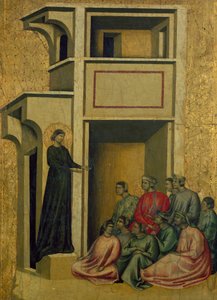 Sainte Cécile parle à un groupe de personnes, scène de Sainte Cécile et huit épisodes de sa vie