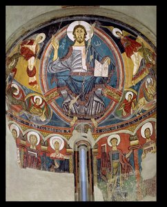 Christ en majesté flanqué de séraphins et des symboles des évangélistes, fresque de l