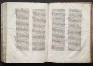 Le Missel de Gotha : Fol. 147r, texte, vers 1375 - Master of the Boqueteaux