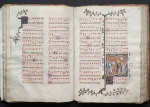 Le Missel de Gotha : Fol. 60v, Texte, vers 1375 - Master of the Boqueteaux