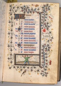 Heures de Charles le Noble, roi de Navarre 1361-1425 : fol. 3r, mars, vers 1405