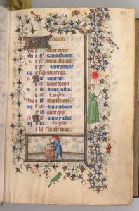 Heures de Charles le Noble, roi de Navarre 1361-1425 : fol. 8r, août, vers 1405