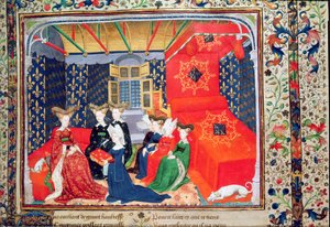 Christine de Pisan présentant son livre à la reine Isabelle de Bavière, des poèmes de Christine de Pisan, c.1410-15