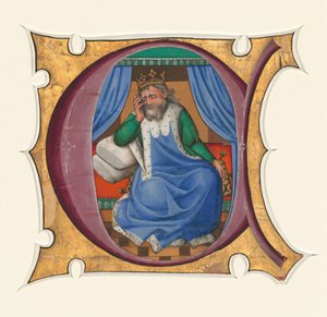 Initiale C avec David (Roi Saül ?) - Master of the Cypresses