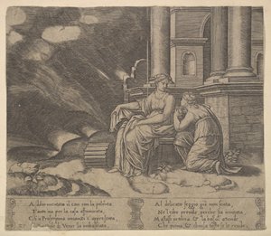Proserpine donne à Psyché la boîte de beauté, de 