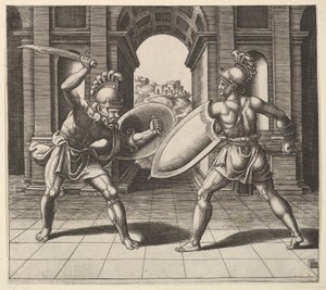 Deux gladiateurs se battant devant une arche - Master of the Die