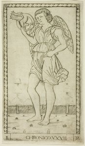 Génie du Temps, planche 32 de Génies et Vertus - Master of the E Series Tarocchi