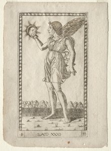 Génie du Soleil de la série Tarocchi, série B : Principes cosmiques et vertus, #31, avant 1467