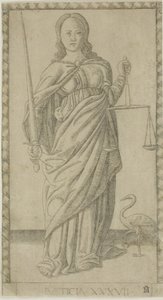 Justice, planche 37 des Génies et Vertus - Master of the E Series Tarocchi