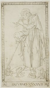 Saturne, planche 47 de Planètes et Sphères - Master of the E Series Tarocchi