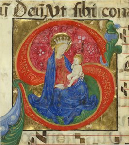 Enluminure de manuscrit avec la Vierge et l