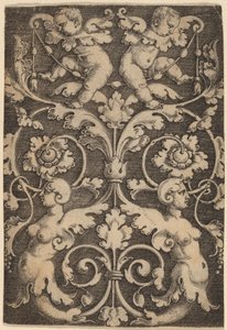 Ornement vertical avec deux sirènes - Master of the Horse Heads