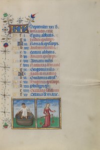 Page du calendrier pour septembre ; Faire du vin ; Balance