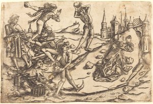 La Lapidation de Saint Étienne - Master with the Banderoles after Israhel van Meckenem