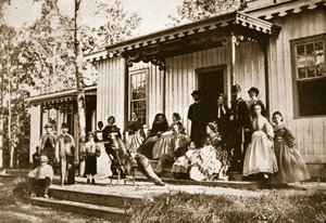 Le général Heintzelman recevant des amis au camp de convalescence, Alexandrie - Mathew B. Brady