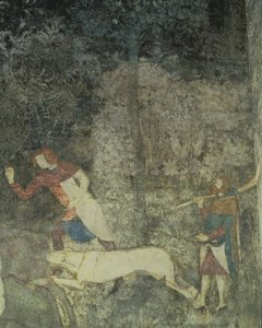 Hommes chassant avec des chiens (détail du schéma décoratif de La Chambre du Cerf)