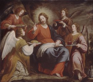 Anges servant le Christ dans le désert