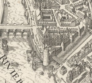 Hôtel de Nevers sur le plan Merian de Paris de 1615 - David Rumsey - Matthaus Merian