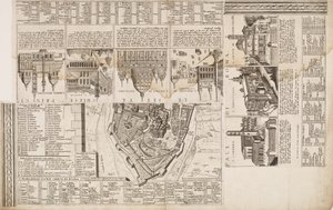 Les sept églises de pèlerinage. Décoration de bordure pour une carte de Rome - Matthaus Greuter