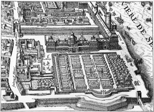 Paris : le palais et le jardin des Tuileries en 1615, fac-similé du plan de Mathieu Merian