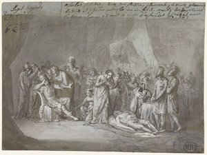 Le corps de Patrocle pleuré dans la tente d