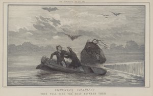 Charité chrétienne ! ou, ils vont couler le bateau entre eux (lithographie en couleur) - Matthew