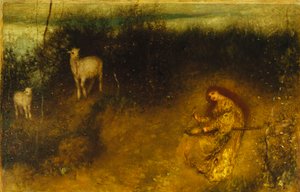 Une fille avec des chèvres, 1875