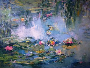 Reflets sur un étang de nénuphars - Matthys Moss