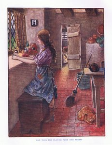 Elle a pris la fleur de sa poitrine, illustration de Contes de fées de Lady Ann, 1914