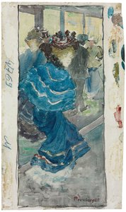 Femme élégante en robe bleue, c.1893-94