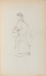 Carnet de croquis italien : Femme debout tenant une sacoche page 56, 1898-1899